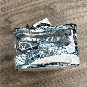 Vera Bradley Teal and Gray Patterned Cosmetic Bag